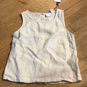H Halston Light Beige Linen Tank Top